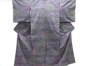 抽象模様織り出し手織り紬着物